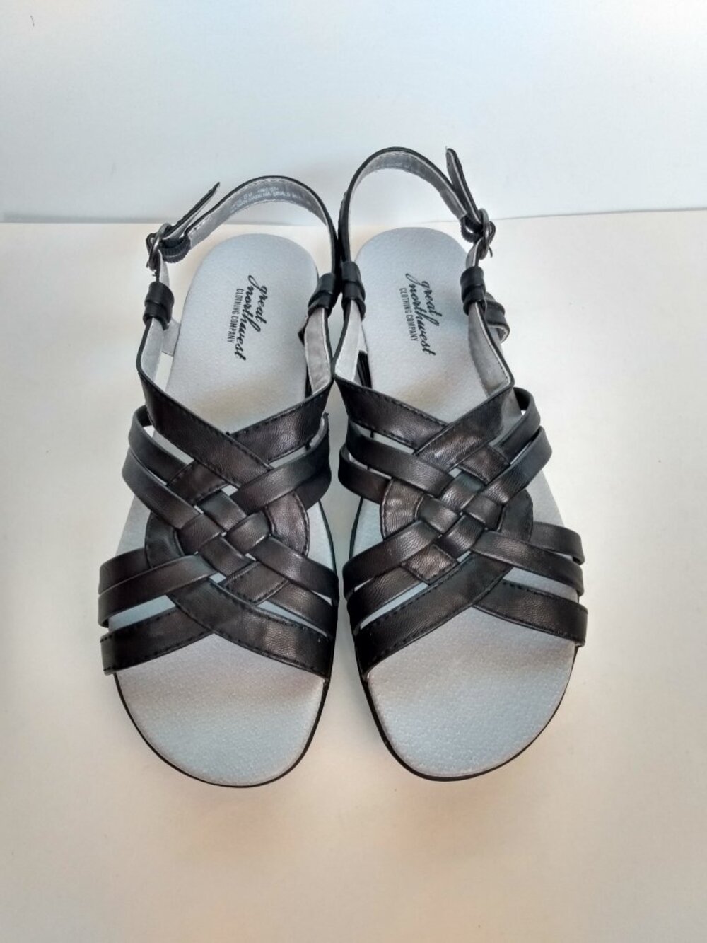 Great Northwest Women's Black Faux Leather Sandals Sz 8M Angie Strappy Slingback